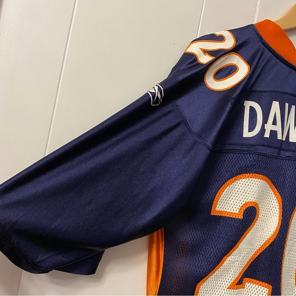 Reebok Denver Broncos Brian Dawkins Jersey 20 Football NFL Blue Orange Shirt - Picture 7 of 14